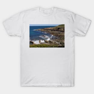 Waves breaking on the rocky shore of Coldingham Bay, Scotland T-Shirt